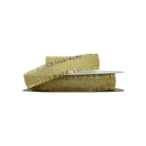 RIBBON GOLD FRAY EDGE 16MMX25M (#103412)