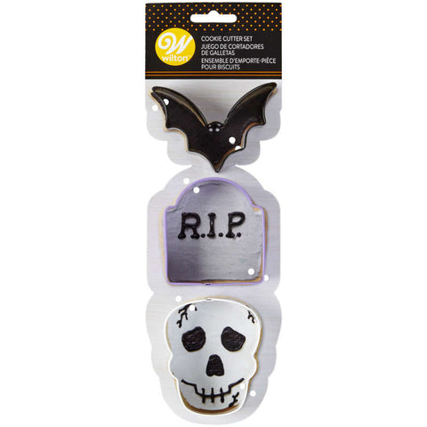 HALLOWEEN BAT STONE SKULL CUTTER 3PCS (#103436)