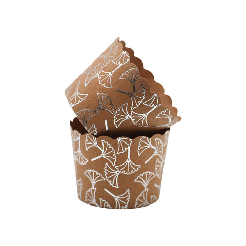 MUFFIN BAKING CASE KRAFT 48X50MM FOIL SILVER FAN 50PC (#103472)