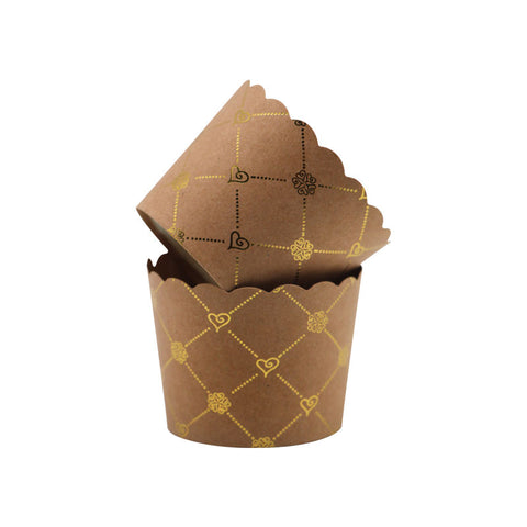 MUFFIN BAKING CASE KRAFT 48X50MM FOIL GOLD 50PC (#103474)