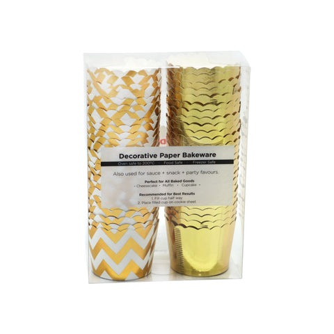 MUFFIN BAKING CASE SET 48X50MM FOIL GOLD 50PC (#103479)