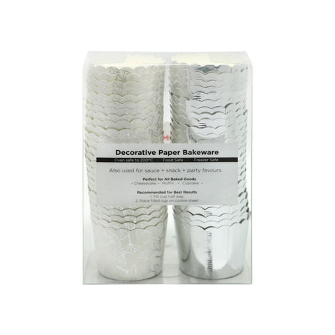 MUFFIN BAKING CASE SET 48X50MM FOIL SILVER 50PC (#103480)