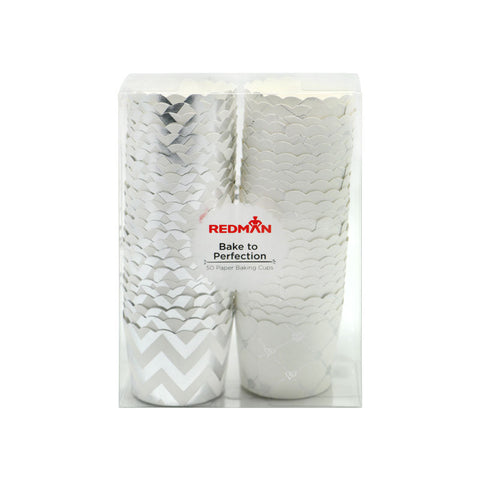 MUFFIN BAKING CASE SET 48X50MM FOIL SILVER 50PC (#103481)