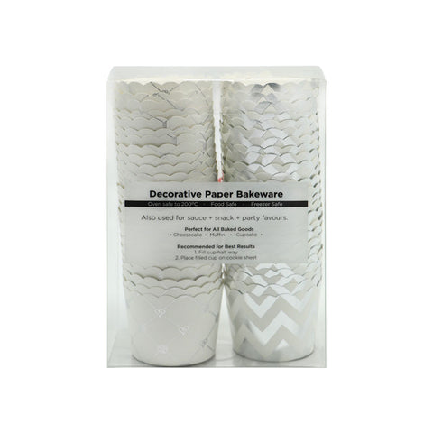 MUFFIN BAKING CASE SET 48X50MM FOIL SILVER 50PC (#103481)