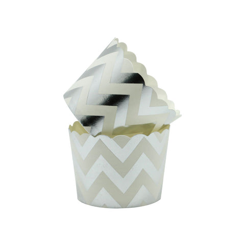 MUFFIN BAKING CASE SET 48X50MM FOIL SILVER 50PC (#103481)