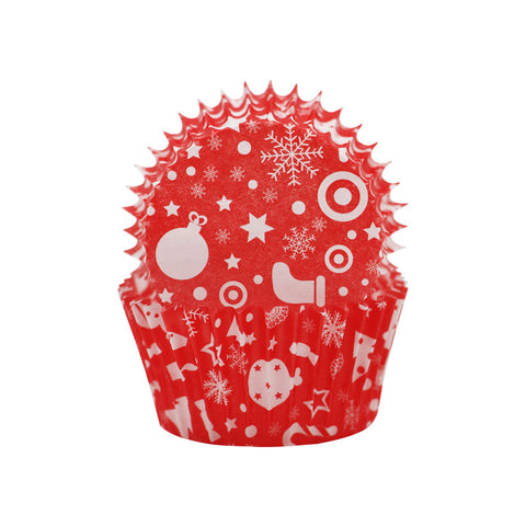 BAKING CASES GREASEPROOF 110MM XMAS RED 500PC (#103483)