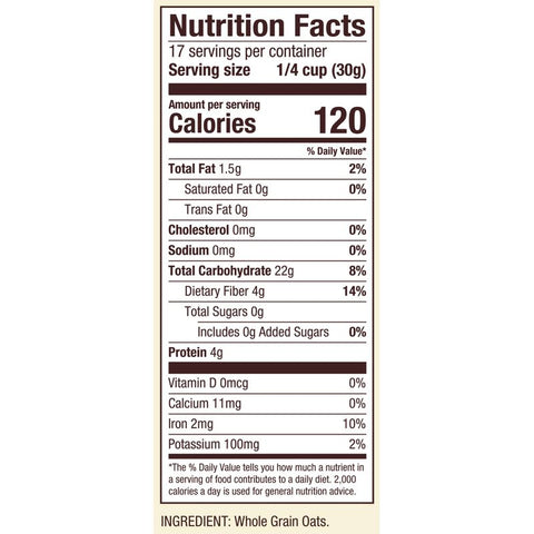 GF WHOLE GRAIN OAT FLOUR 18OZ (#103649)