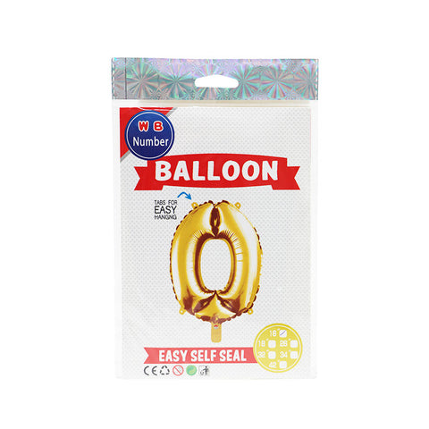 BALLOON NUMBER 0 GOLD 16" (#103704)