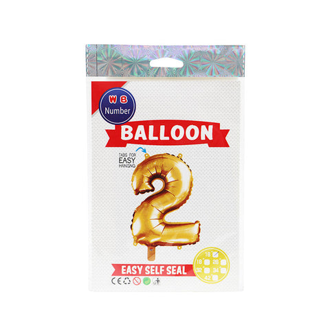 BALLOON NUMBER 2 GOLD 16" (#103706)