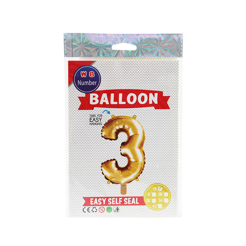 BALLOON NUMBER 3 GOLD 16" (#103707)
