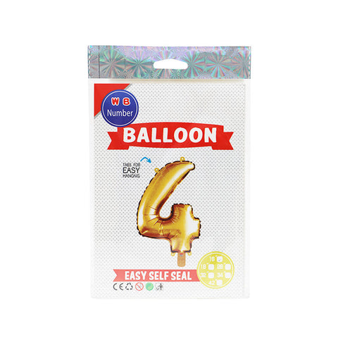 BALLOON NUMBER 4 GOLD 16" (#103708)