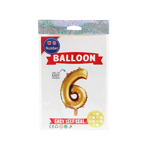 BALLOON NUMBER 6 GOLD 16" (#103710)
