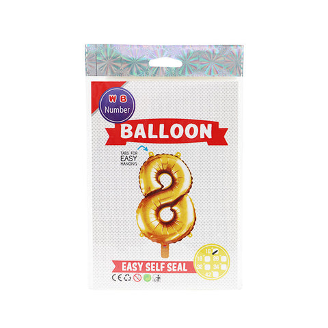 BALLOON NUMBER 8 GOLD 16" (#103712)