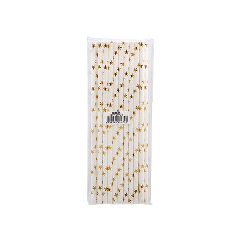 PAPER STRAW GOLD STAR 6X197MM 20PC (#103834)