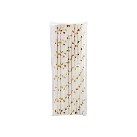 PAPER STRAW GOLD STAR 6X197MM 20PC (#103834)