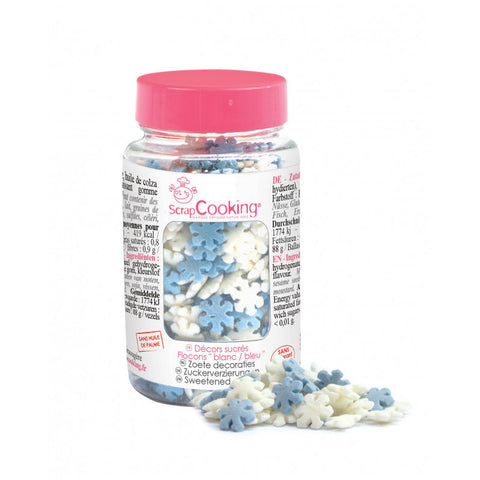 WHITE BLUE SNOWFLAKE SPRINKLES 50G (#104089)