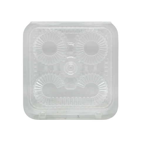 RECT PLASTIC CLAM BOX 4-RD-CAV 192X205X70MM (#104555)