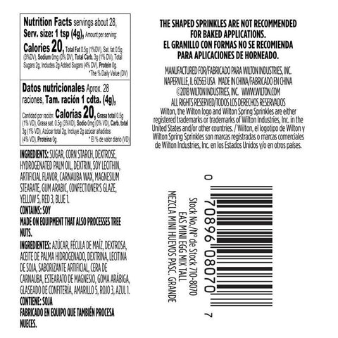 COLOURFUL MINI EGG SPRINKLES 710-8070 4OZ (#104621)