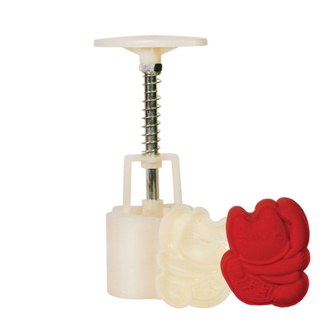 MOONCAKE MOULD PLASTIC LUCKY CAT 50G (#104804)