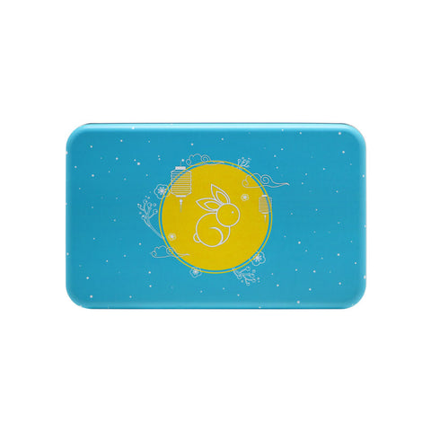 MOONCAKE METAL TIN W TRAY 2S LIGHT BLUE (#104813)
