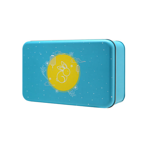 MOONCAKE METAL TIN W TRAY 2S LIGHT BLUE (#104813)