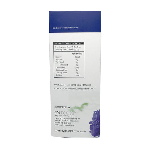 SUGAR AND CAFFEINE FREE BLUE PEA FLOWER TEA 15SCT (#104856)