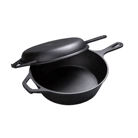 26CM 2IN1 CAST IRON COMBO COOKER BLACK (#104935)