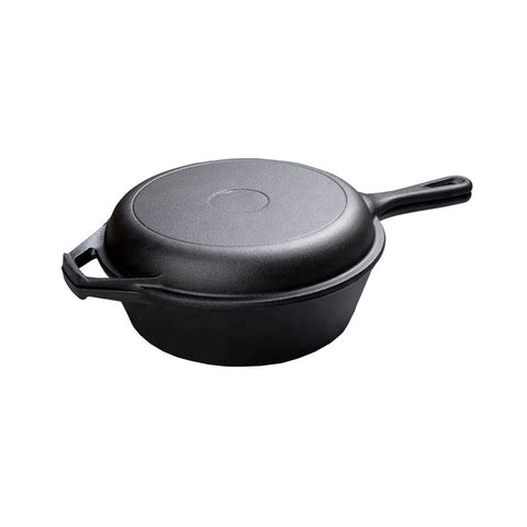 26CM 2IN1 CAST IRON COMBO COOKER BLACK (#104935)