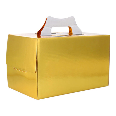 PLAIN GOLD COLOUR LOG CAKE BOX 13.375X7X6" (#105206)
