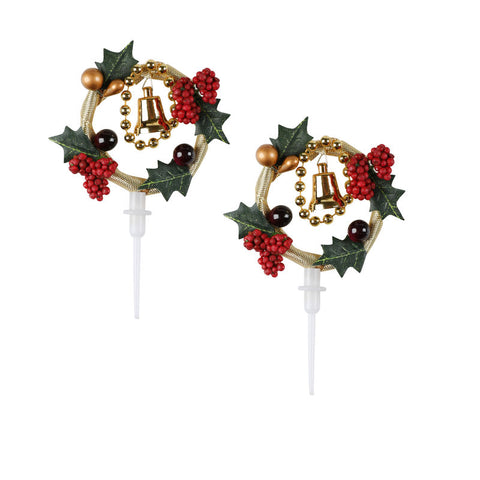 DECOR ON PICK X'MAS WREATH 10.5X6.5CM 124 (#105244)