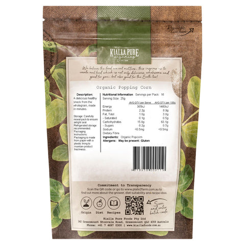 ORGANIC POPCORN 400G (#105459)