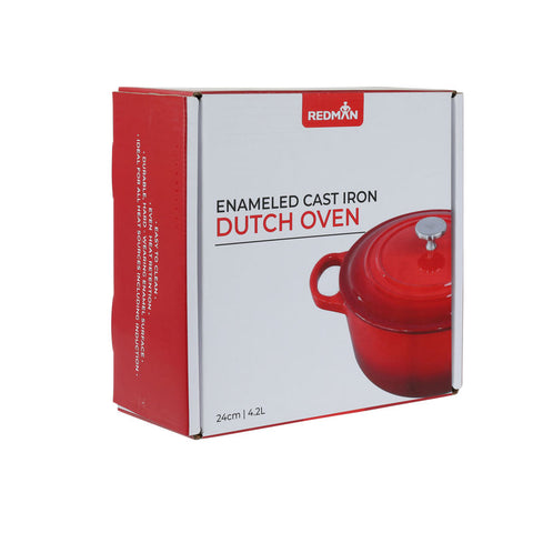 24CM CAST IRON ENAMEL POT-RED (#105756)