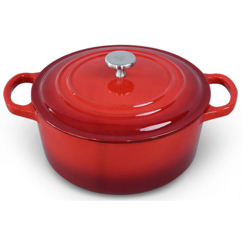 24CM CAST IRON ENAMEL POT-RED (#105756)
