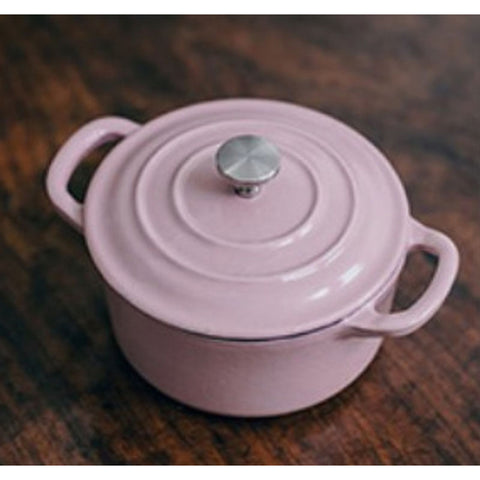 10CM CAST IRON ENAMEL MINI POT-PASTEL PINK (#105757)