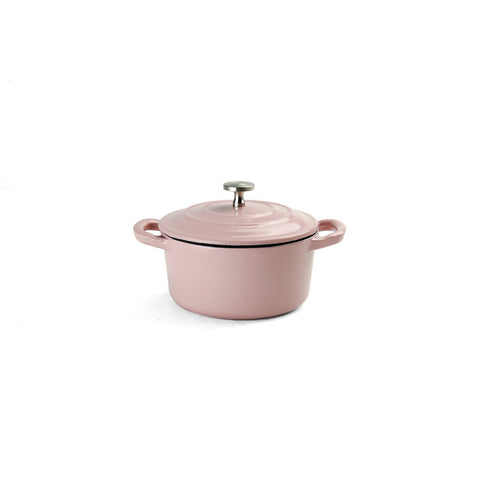 10CM CAST IRON ENAMEL MINI POT-PASTEL PINK (#105757)