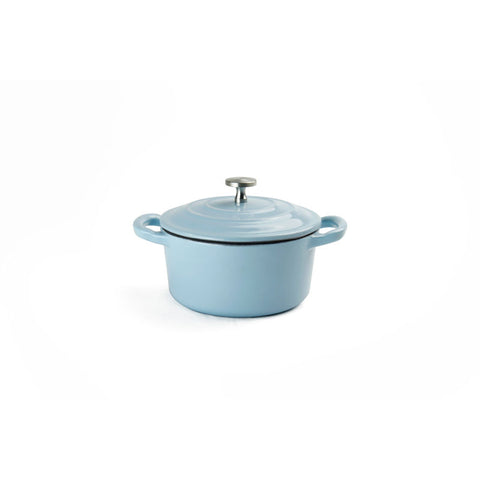 10CM CAST IRON ENAMEL MINI POT-PASTEL BLUE (#105758)