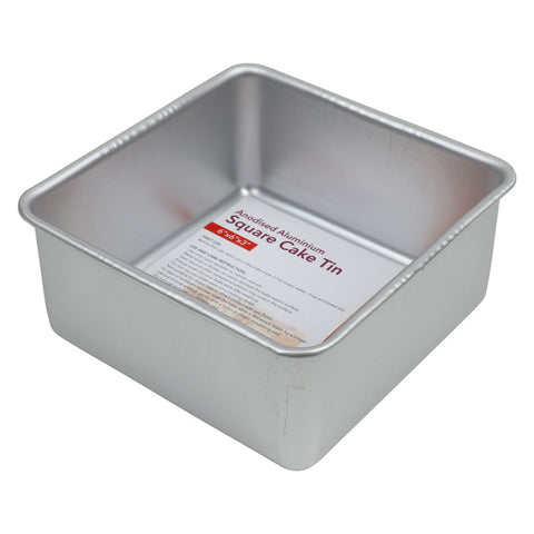 SQUARE CAKE TIN ALUM ANODIZED 6X6X3" (#106522)