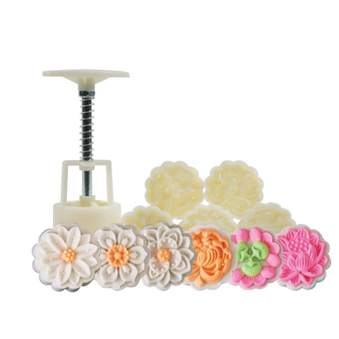 MOONCAKE MOULD PLASTIC FLORAL 50G 6PC (#106604)