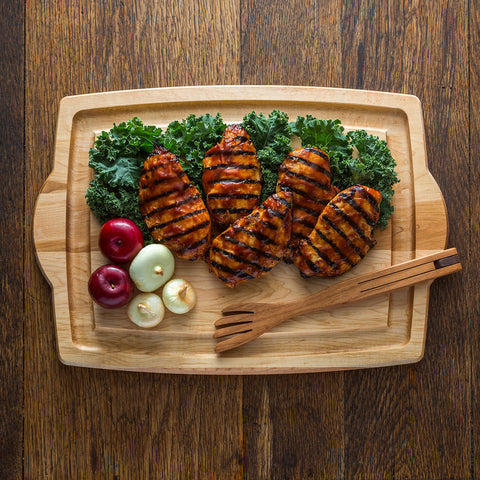 MAPLE CARVING BOARD WITH HANDLES 20X14X0.75 INCH (#106641)