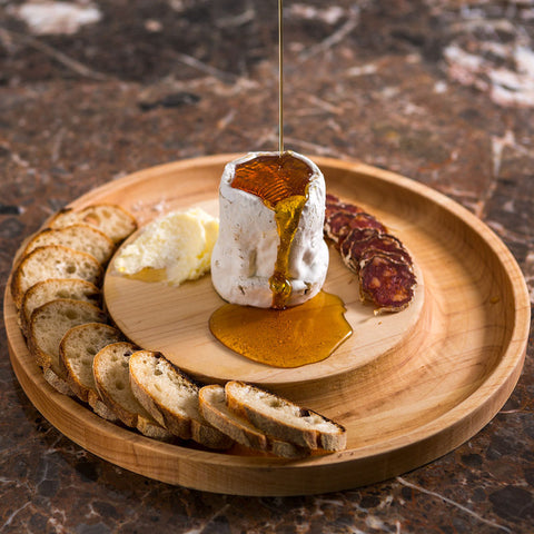 MAPLE 12 INCH ROUND CHEESE BOARD WITH CRACKER GROOVE (#106655)