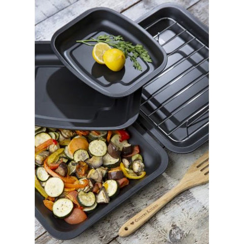 NON-STICK BLACK ROASTER PAN WITH RACK 39X31X4CM (#106890)