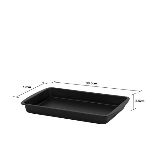 NON-STICK BLACK DEEP OVEN TRAY 30.5X19X3.5CM (#106891)