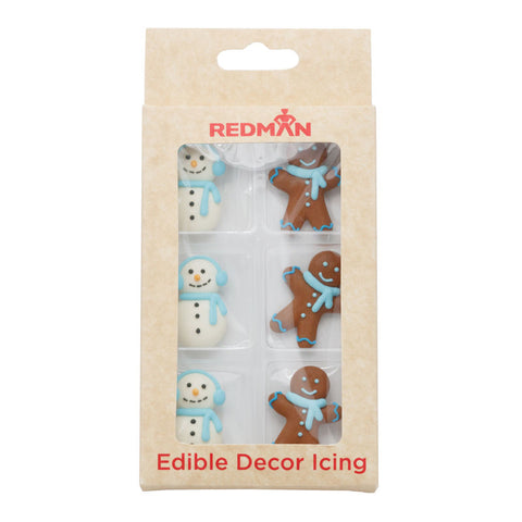 DECOR ICING SNOWMAN GINGERBREAD MAN PASTEL BLUE (#107203)