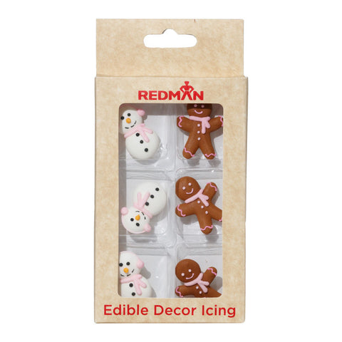 DECOR ICING SNOWMAN GINGERBREAD MAN PASTEL PINK (#107205)