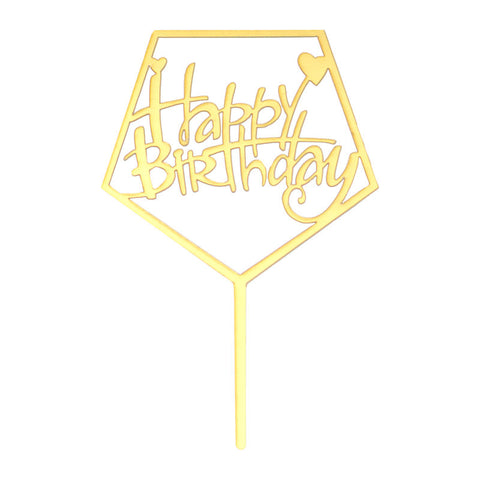 ARCYLIC PICK HAPPY BIRTHDAY PENTAGON GOLD (#107223)