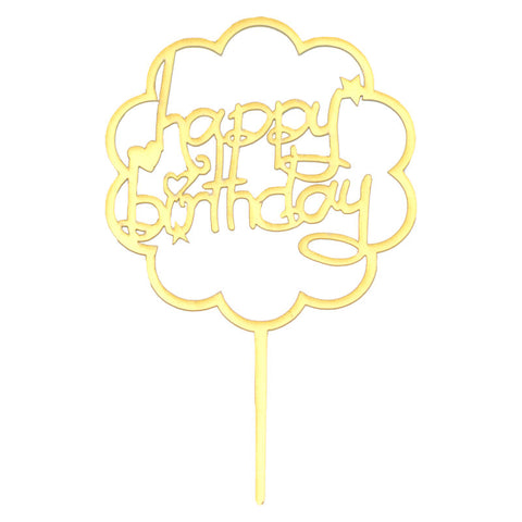 ARCYLIC PICK HAPPY BIRTHDAY WAVY GOLD (#107224)