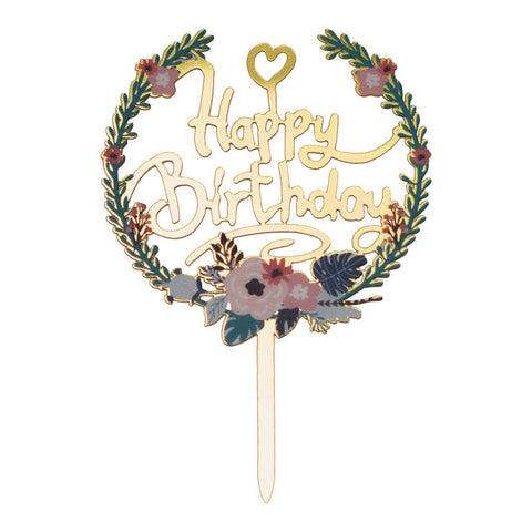 ARCYLIC PICK HAPPY BIRTHDAY FLORAL (#107230)