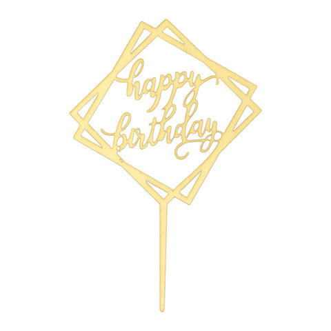 ARCYLIC PICK HAPPY BIRTHDAY SQUARE GOLD (#107231)