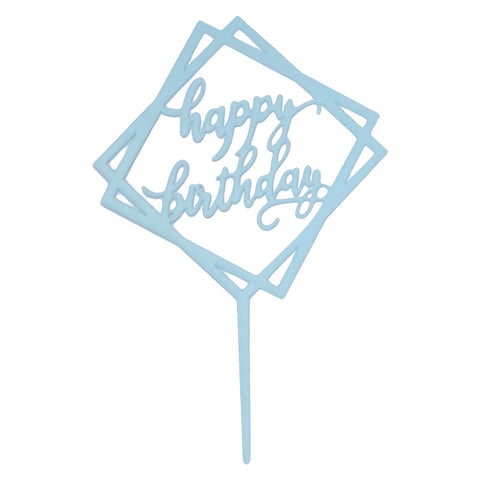 ARCYLIC PICK HAPPY BIRTHDAY SQUARE BLUE (#107232)