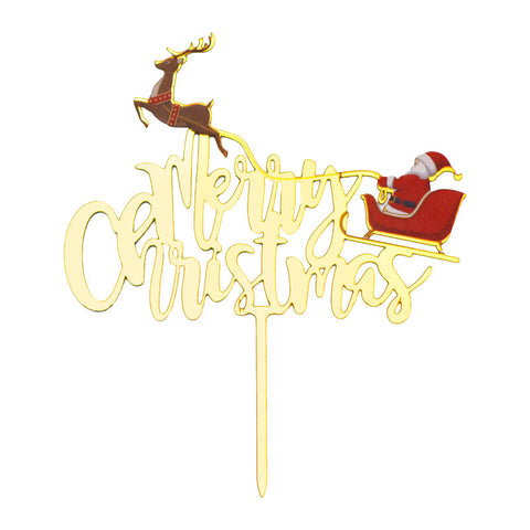 ARCYLIC PICK MERRY XMAS SLEIGH GOLD (#107237)